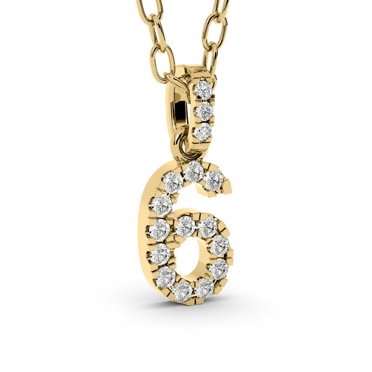 Diamond numeral pendant 14k yellow/white/rose P1225-6-8.5mm