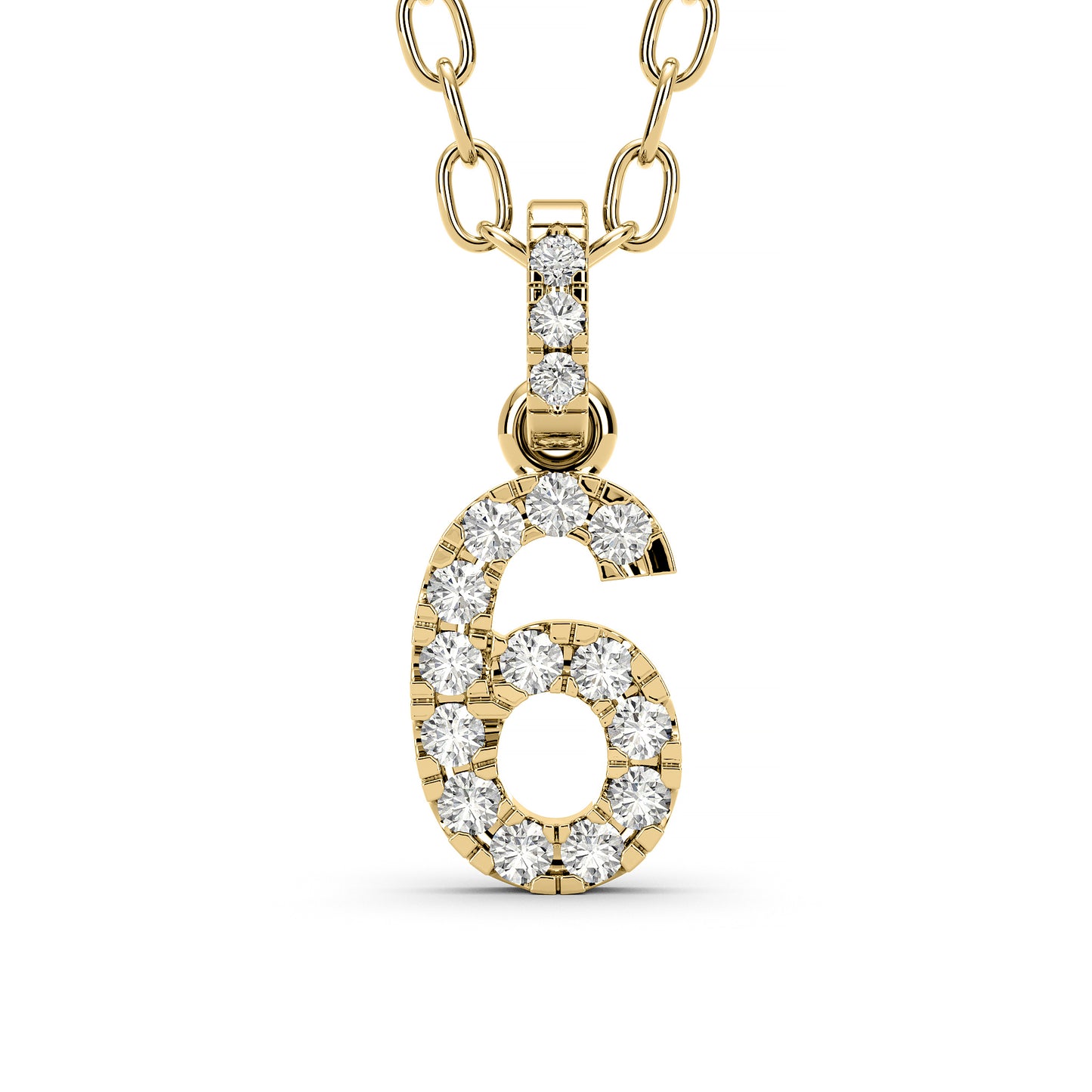 Diamond numeral pendant 14k yellow/white/rose P1225-6-8.5mm