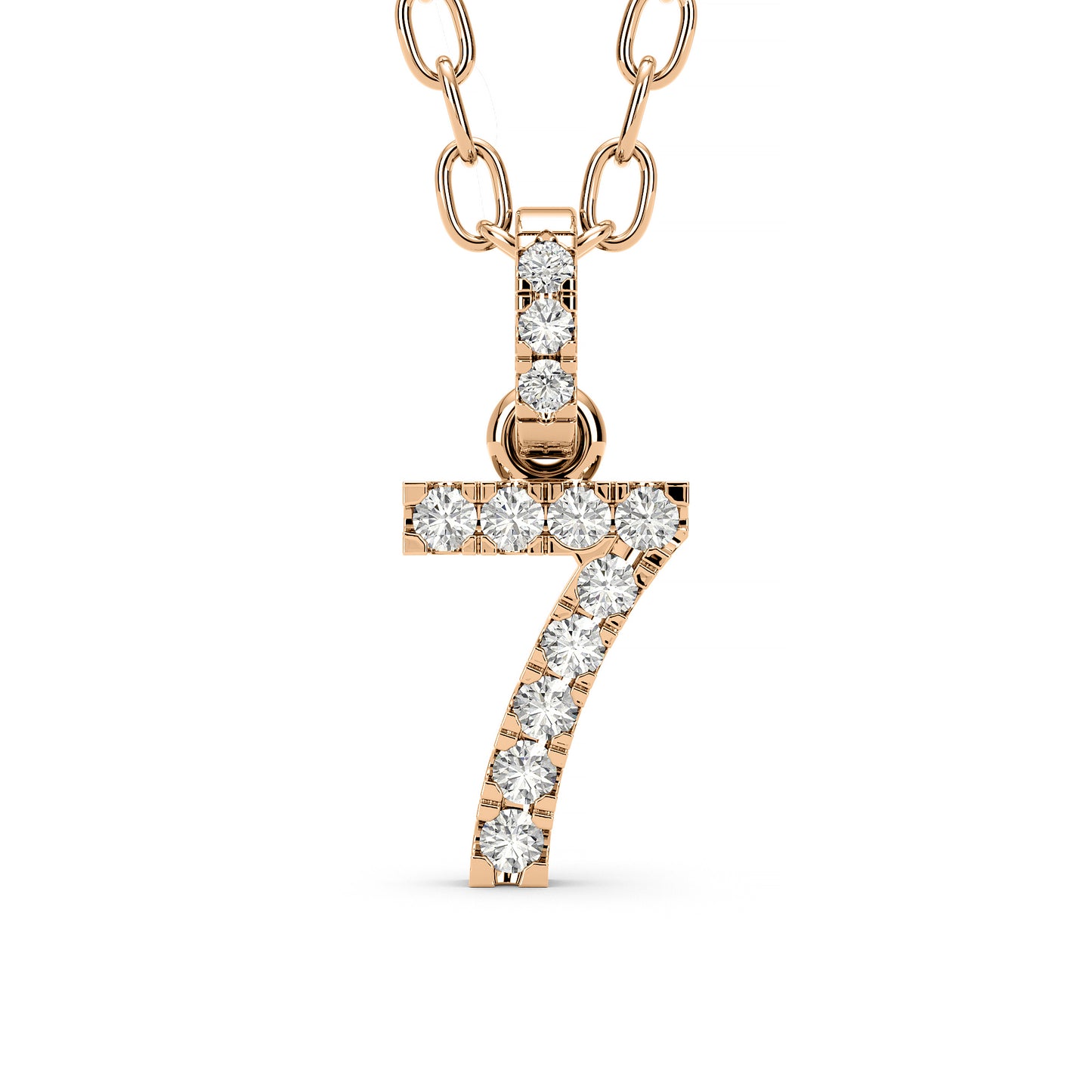 Diamond numeral pendant 14k yellow/white/rose P1225-7-8.5mm