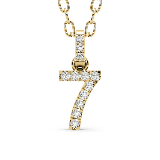 Diamond numeral pendant 14k yellow/white/rose P1225-7-8.5mm