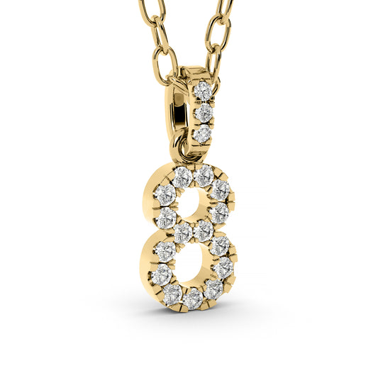 Diamond numeral pendant 14k yellow/white/rose P1225-8-8.5mm