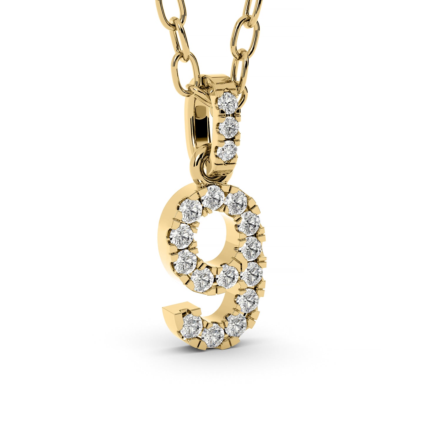 Diamond numeral pendant 14k yellow/white/rose P1225-9-8.5mm