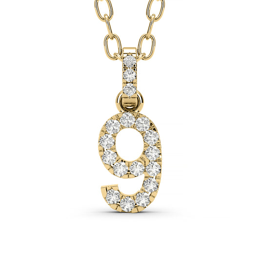 Diamond numeral pendant 14k yellow/white/rose P1225-9-8.5mm