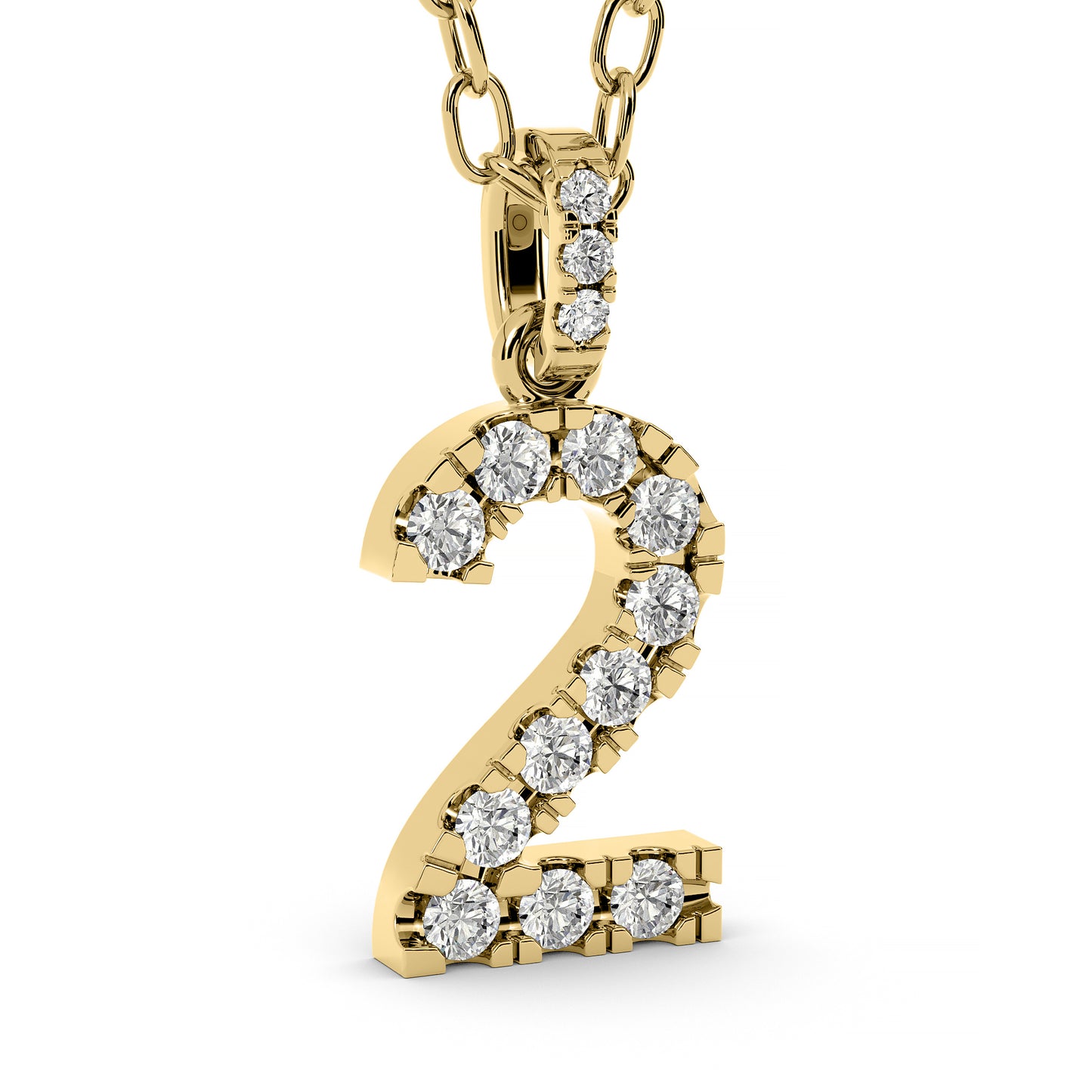 Diamond numeral pendant 14k yellow/white/rose P1227-2-11.5mm