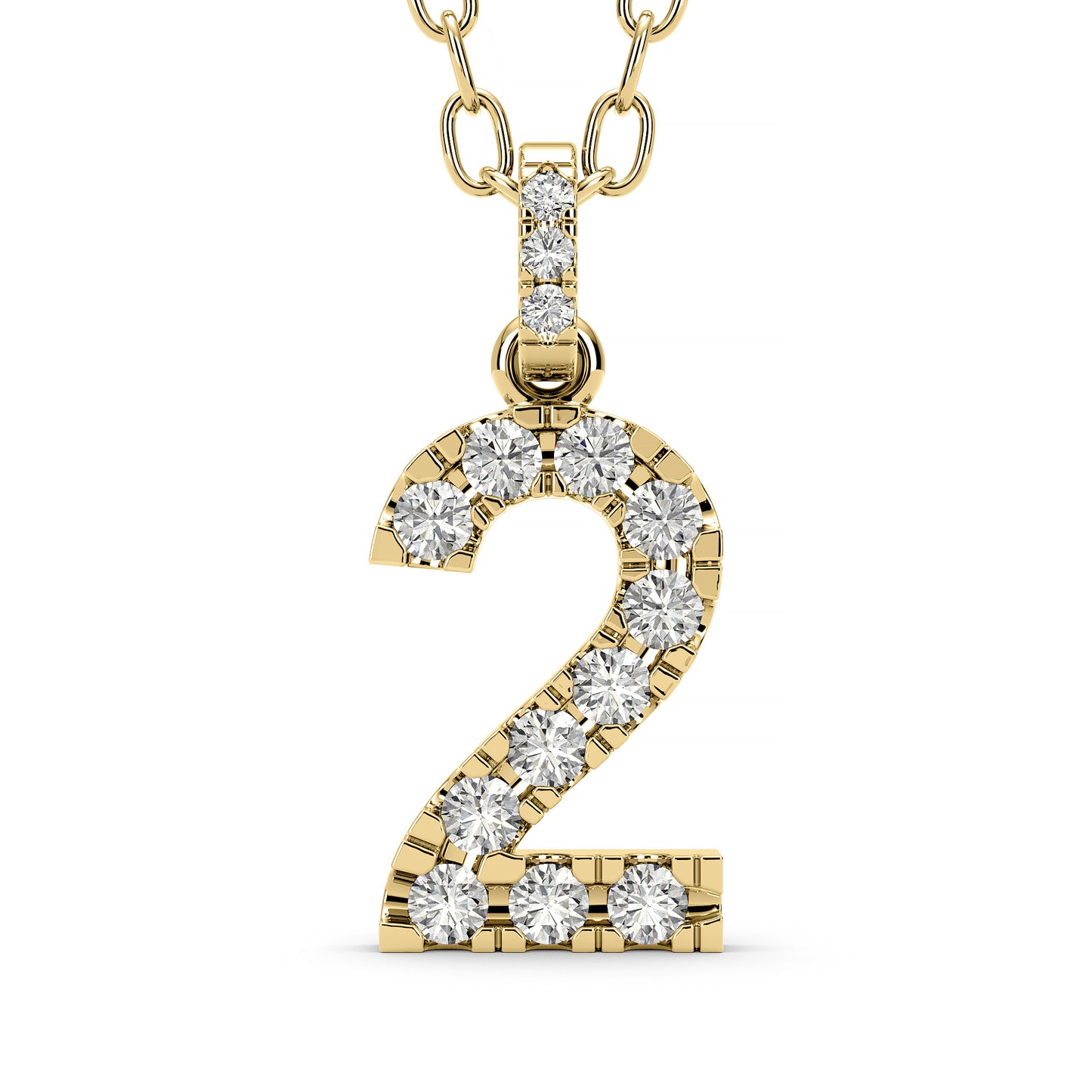 Diamond numeral pendant 14k yellow/white/rose P1227-2-11.5mm