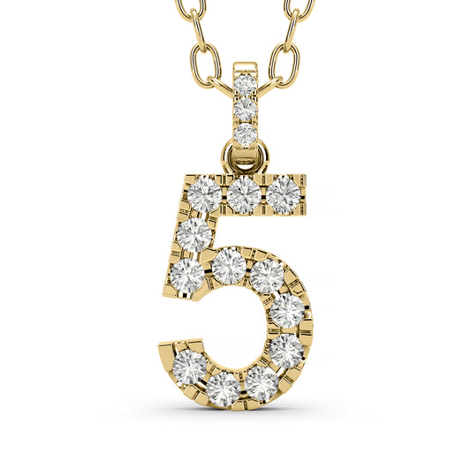 Diamond numeral pendant 14k yellow/white/rose P1227-5-11.5mm