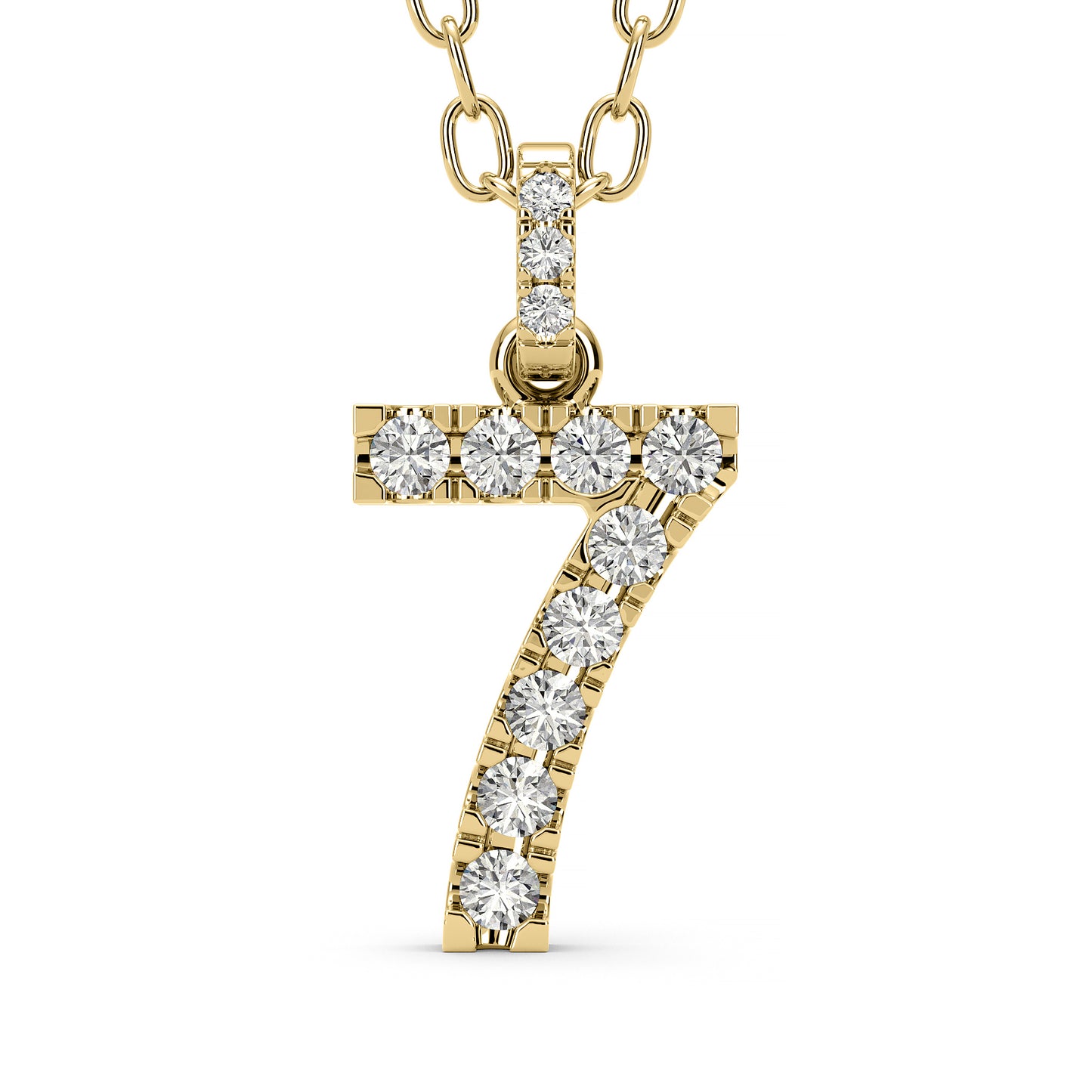 Diamond numeral pendant 14k yellow/white/rose P1227-7-11.5mm