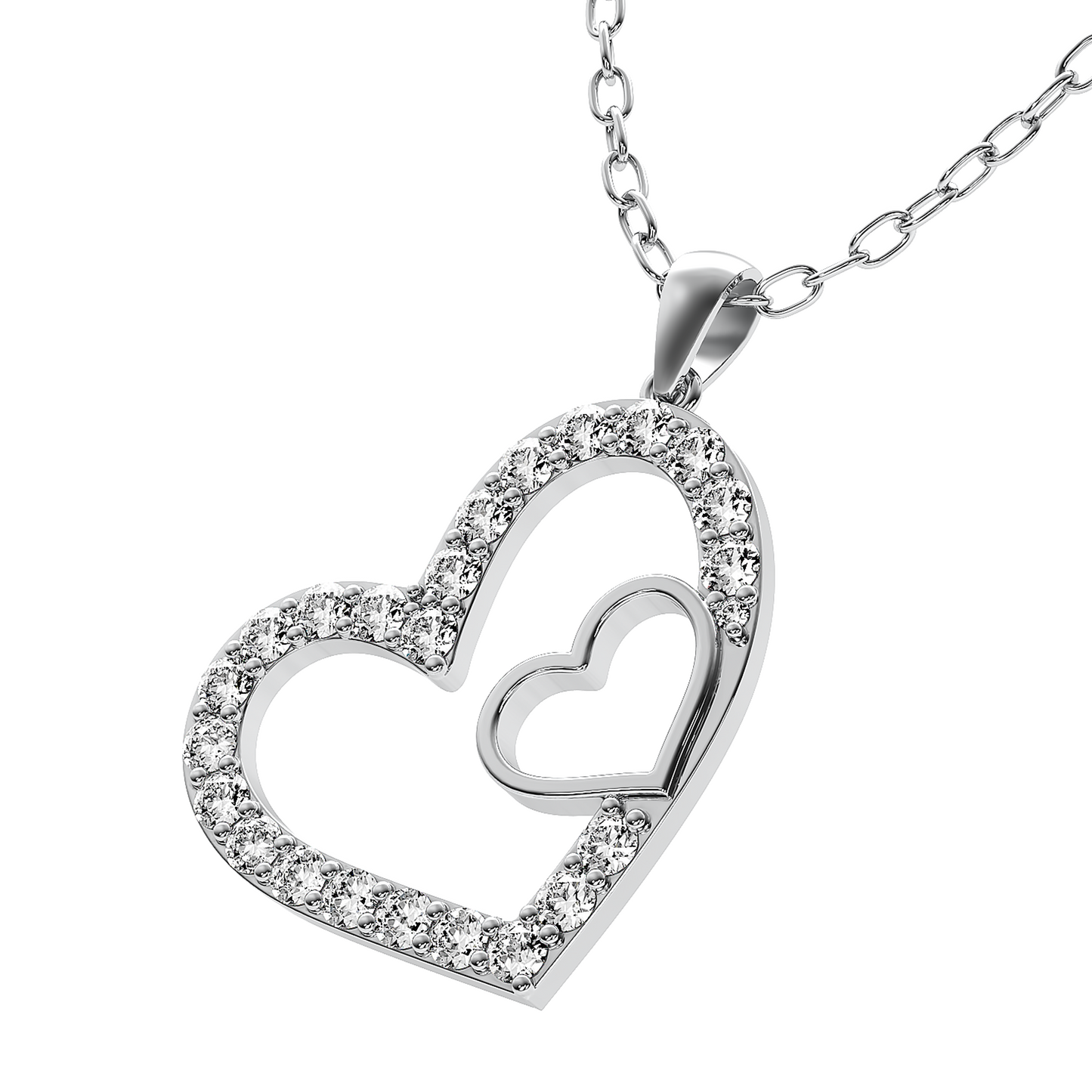 Diamond heart necklace pendant 14k yellow/white/rose gold P866