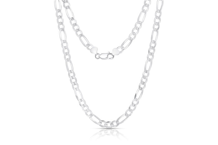 Pave figaro necklace chain 7mm