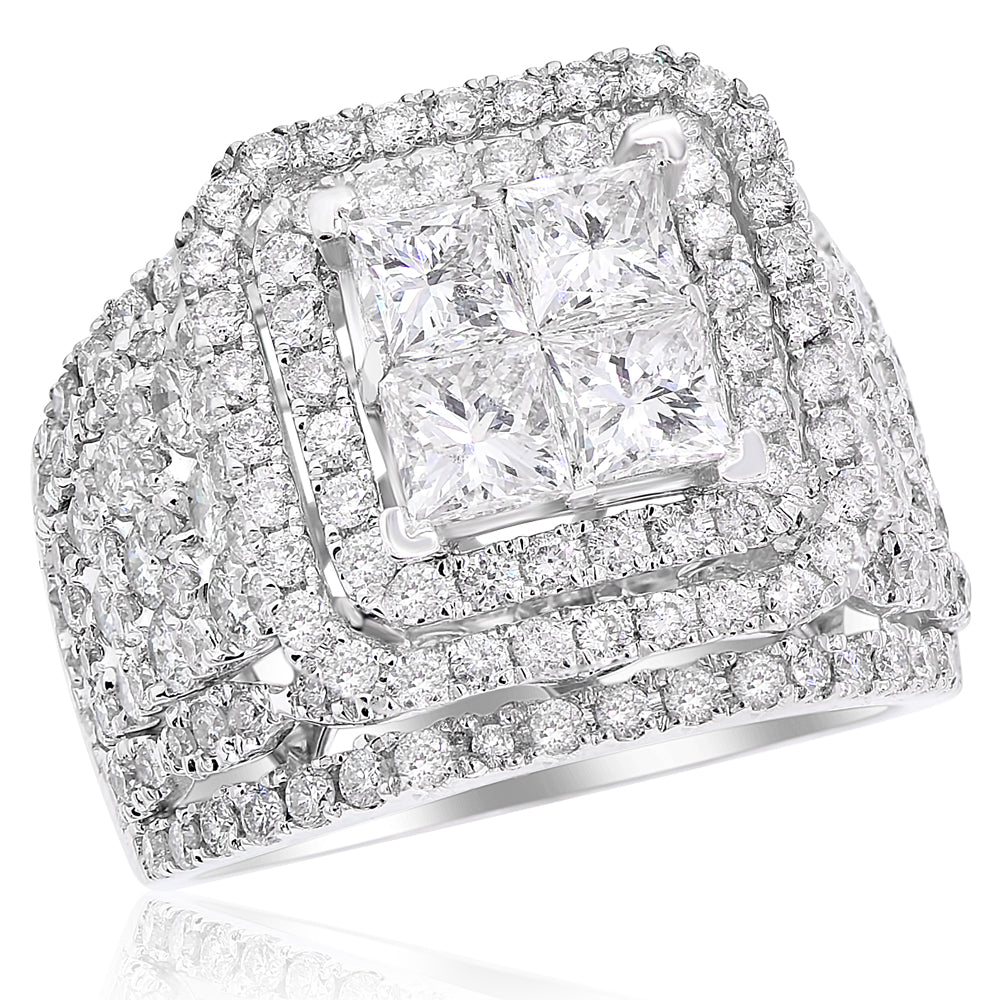 Cluster diamond ring 18k white gold ABR14957