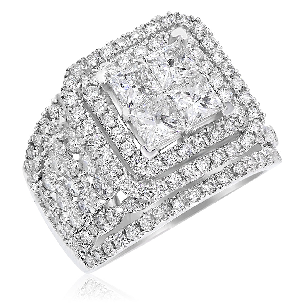 Cluster diamond ring 18k white gold ABR14957