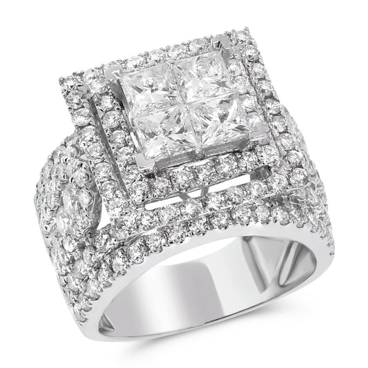 Cluster diamond ring 18k white gold ABR14967