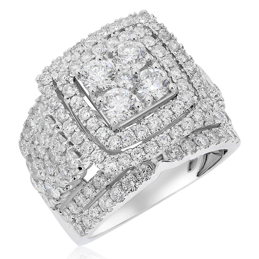 Cluster diamond ring 14k white gold ABR15425