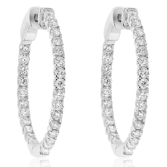 Diamond hoop earring 18k white gold AE11103