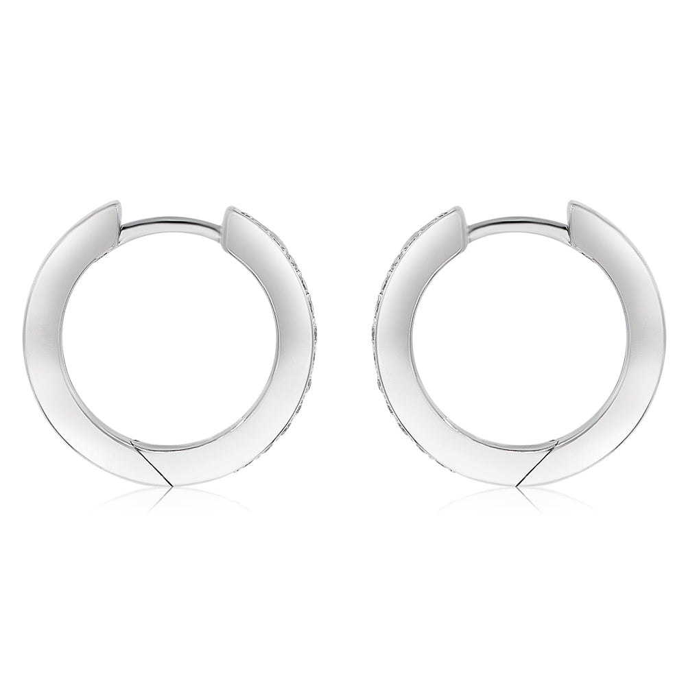 Diamond hoop earring 18k white gold AE11232