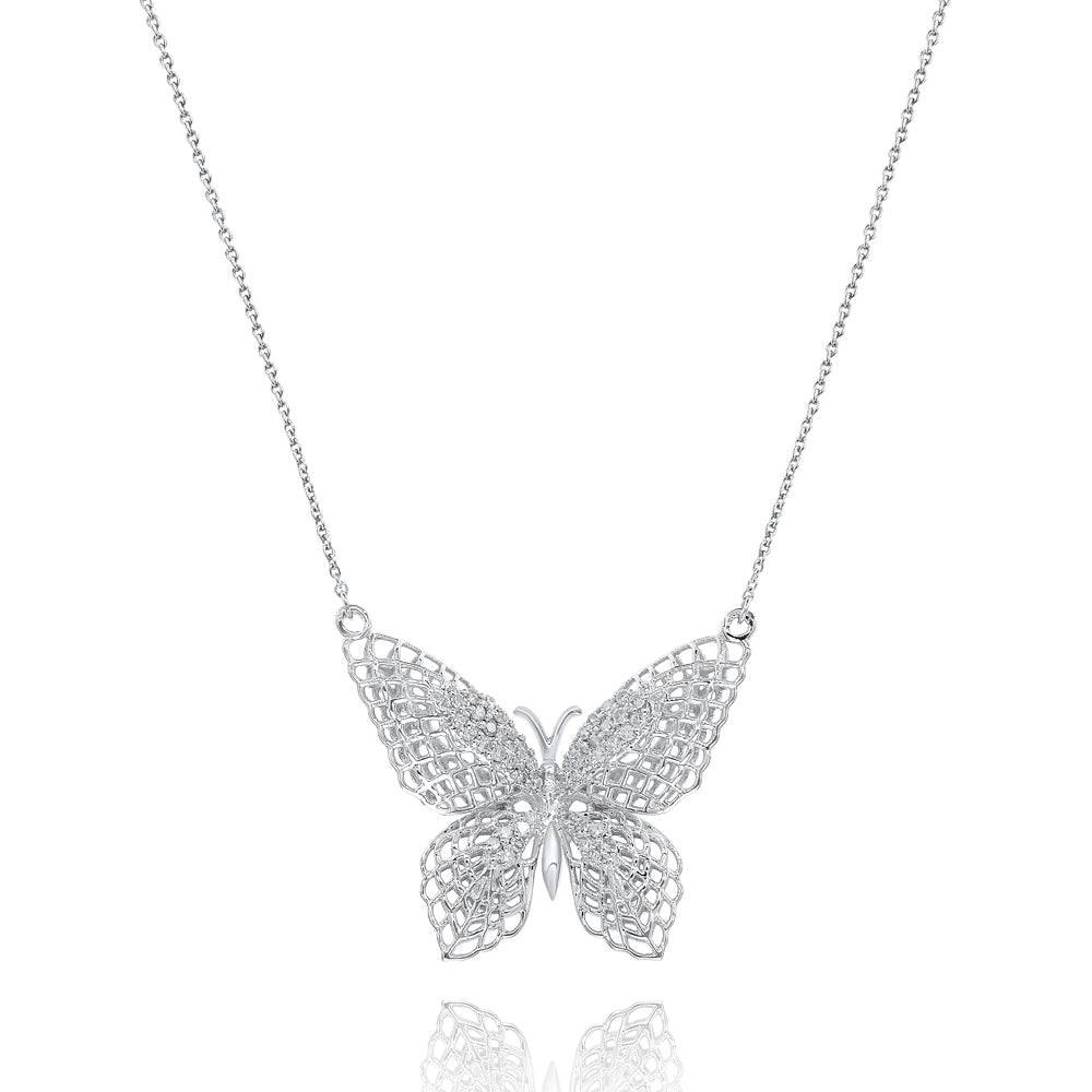 Diamond butterfly necklace 14k white gold AJP09134A