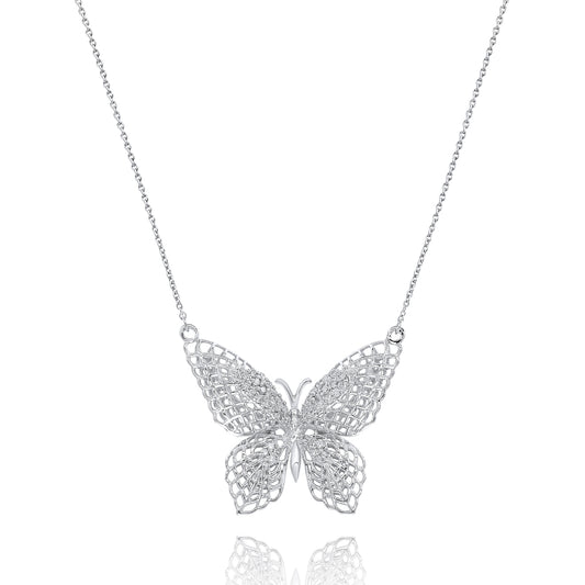 Diamond butterfly necklace 14k white gold AJP09134A