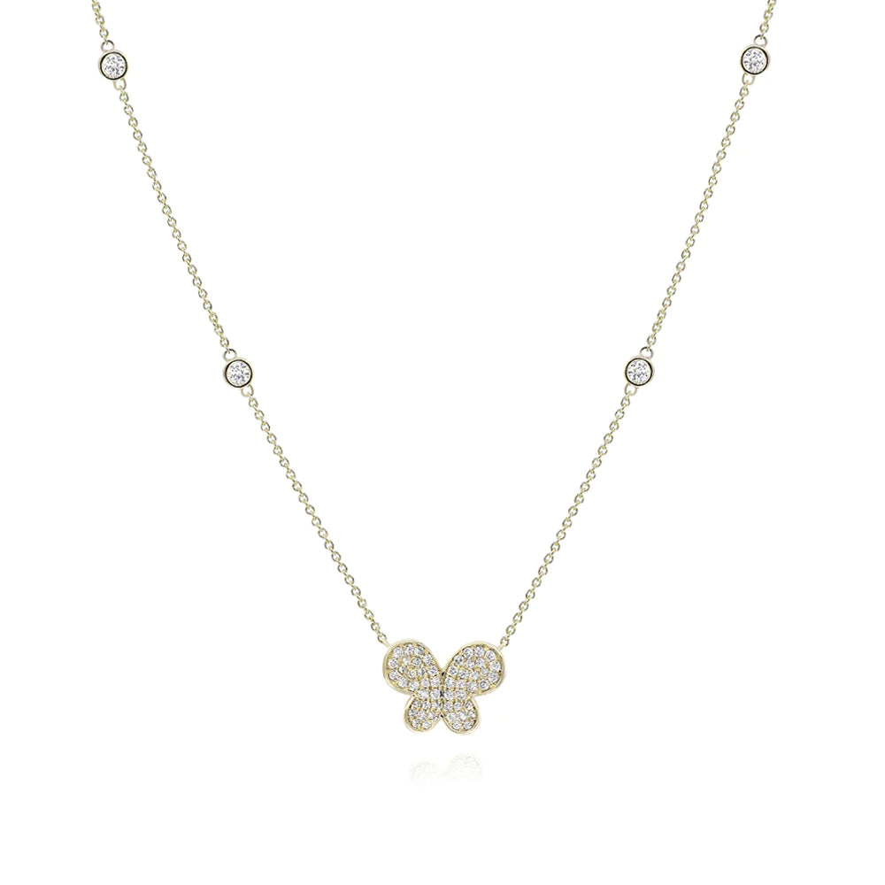 Diamond butterfly necklace 18k white/yellow/rose gold AN10775