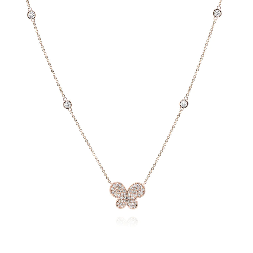 Diamond butterfly necklace 18k white/yellow/rose gold AN10775