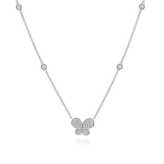 Diamond butterfly necklace 18k white/yellow/rose gold AN10775