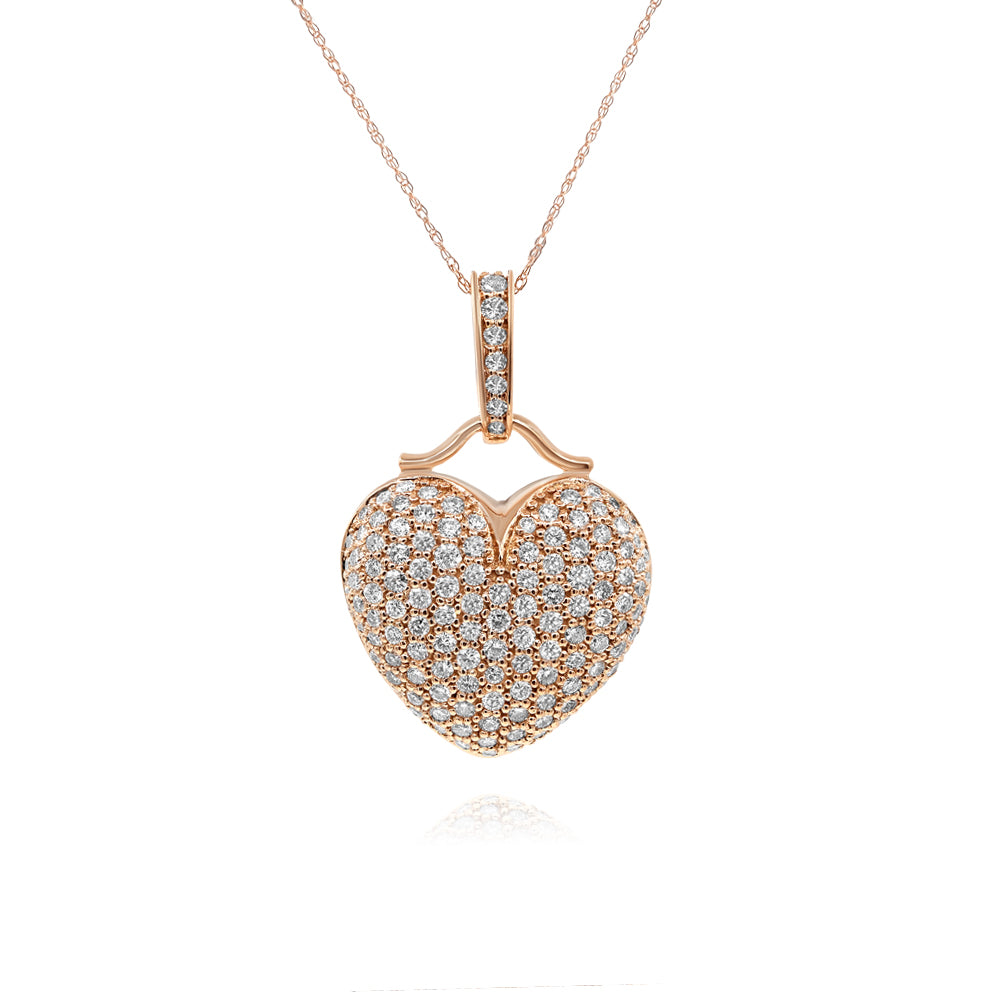 Diamond heart pave pendant 18k rose gold AP11276