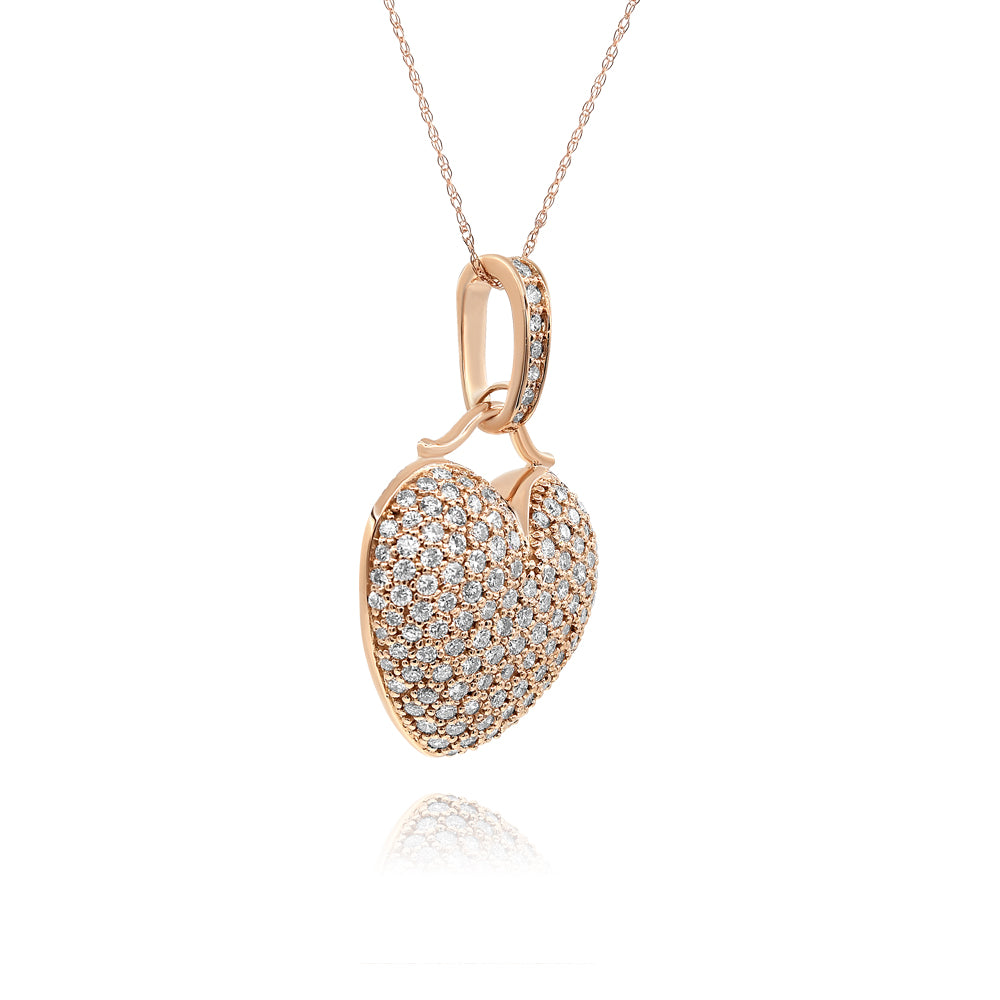 Diamond heart pave pendant 18k rose gold AP11276