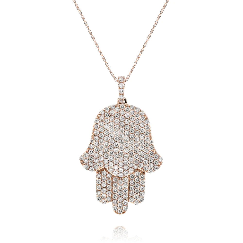 Diamond hamsa pendant 18k white / rose gold AP11290