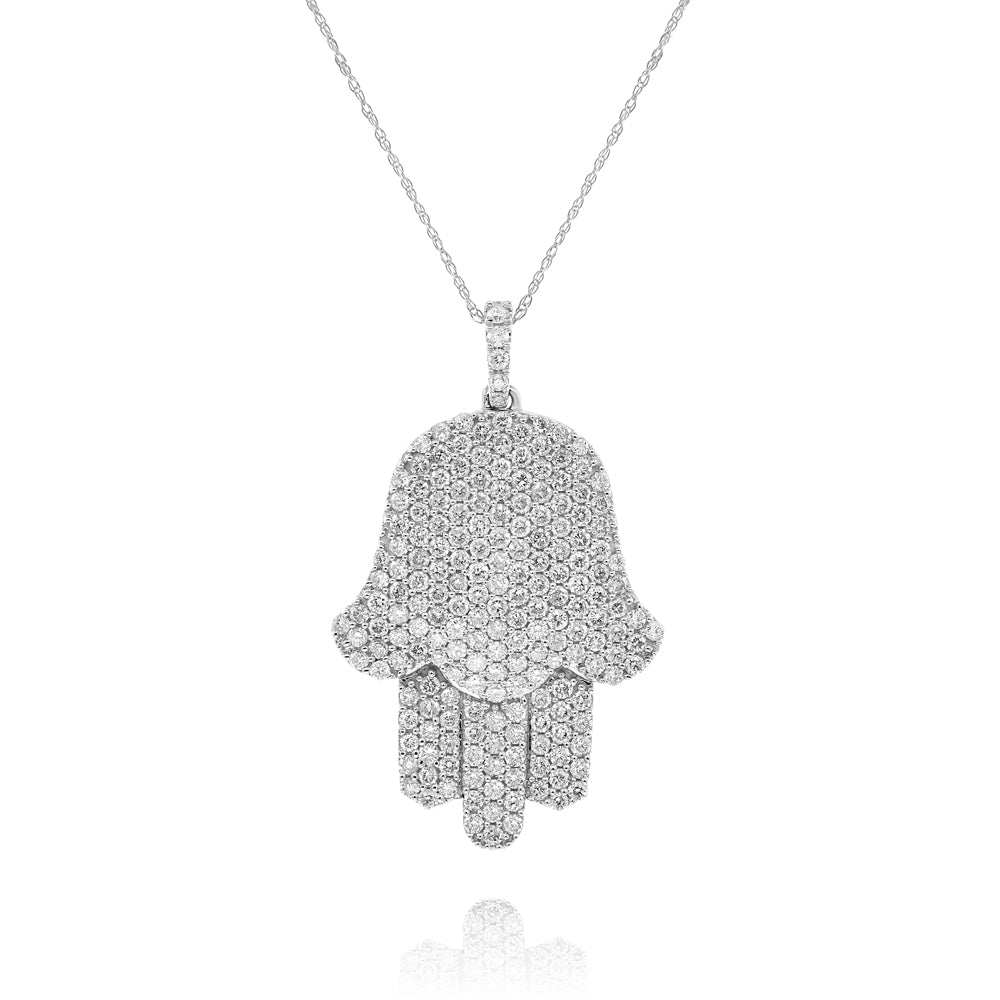 Diamond hamsa pendant 18k white / rose gold AP11290