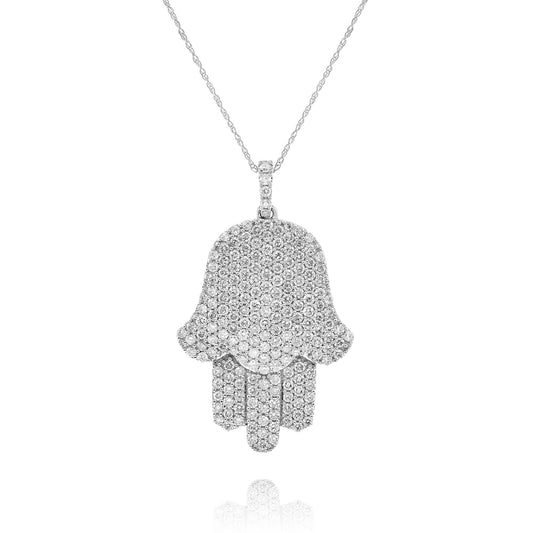 Diamond hamsa pendant 18k white / rose gold AP11290