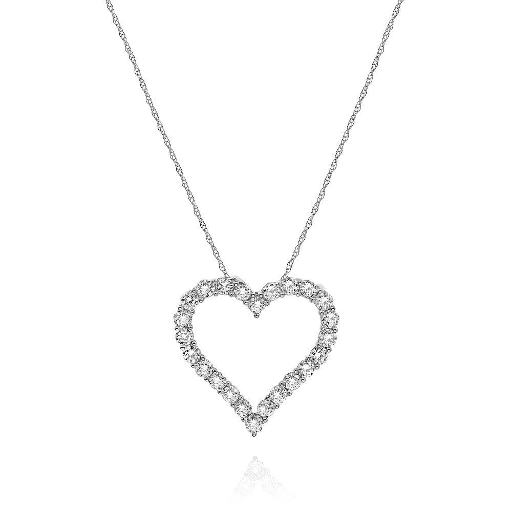 Diamond heart necklace pendant 18k white gold AP11293