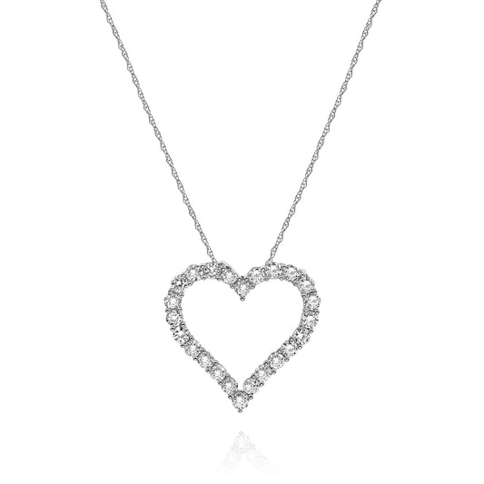 Diamond heart necklace pendant 18k white gold AP11293