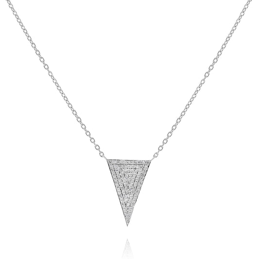 Diamond triangle pave necklace 18k white gold AP11323