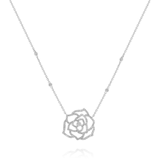 Diamond flower necklace 18k white gold AP11328