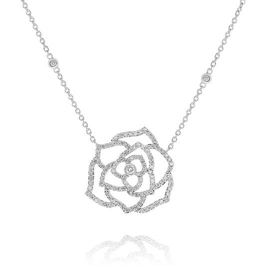 Diamond flower necklace 18k white gold AP11328