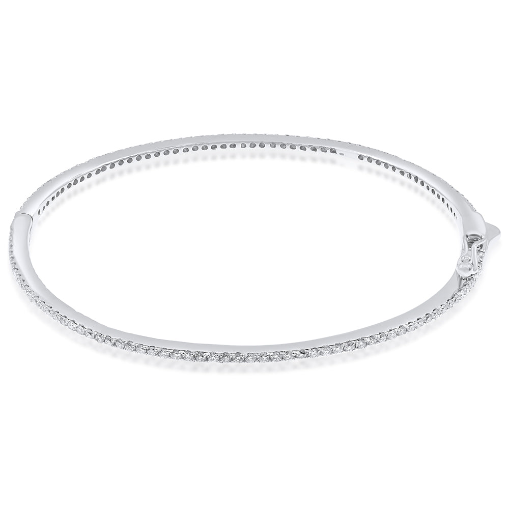 Diamond bangle bracelet 14k white gold BH629