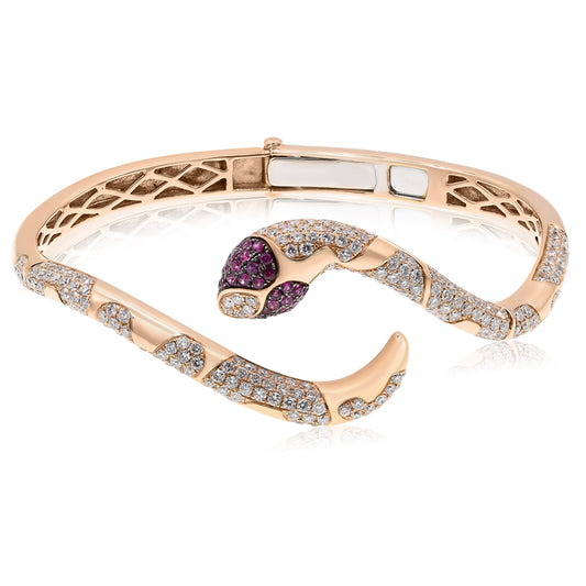 Snake diamond bangle bracelet 18k rose gold BH769