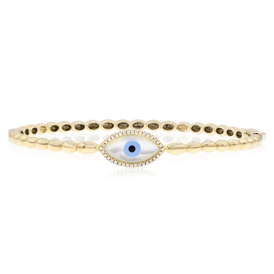 Evil eye diamond bangle 14k yellow / rose / white gold BI330B