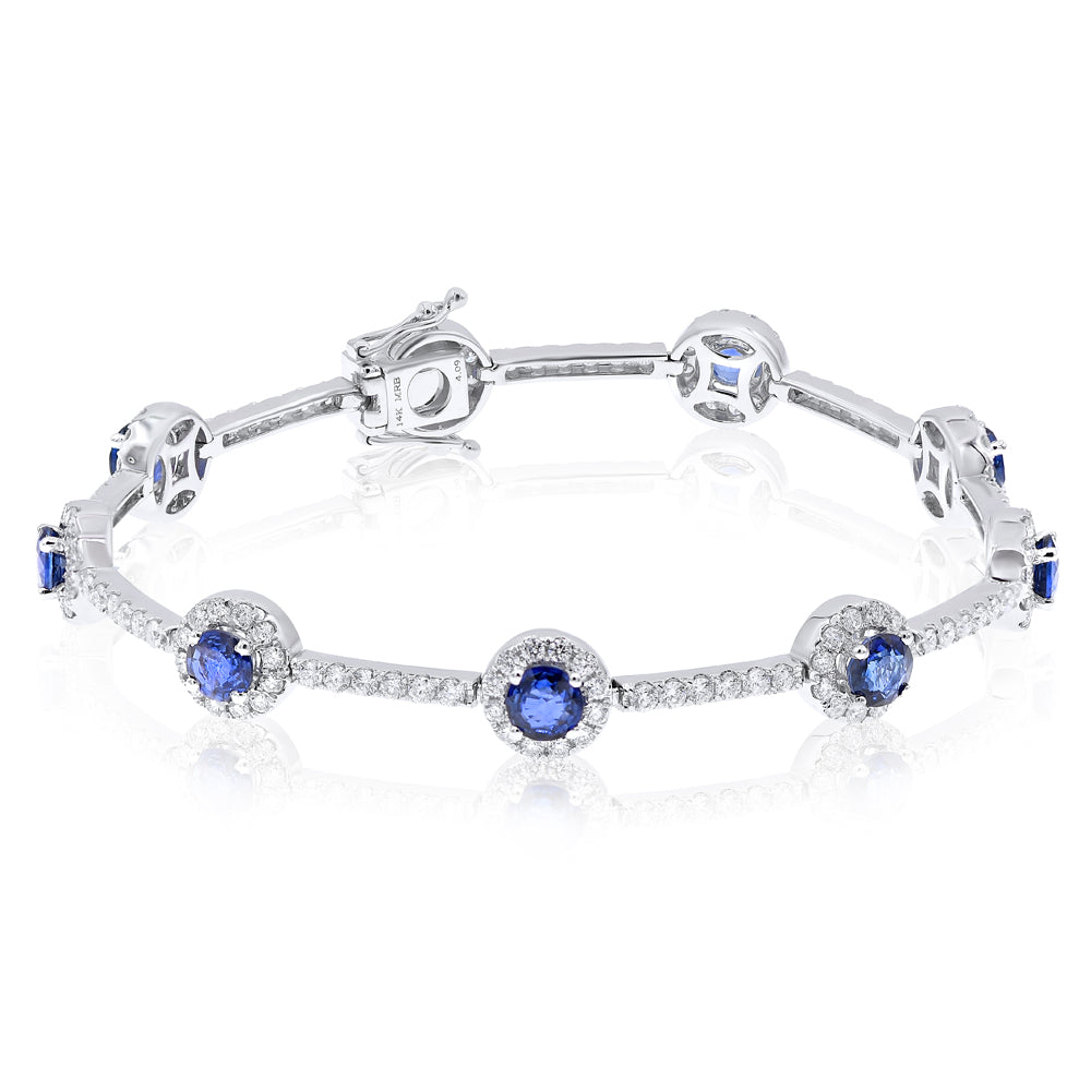 Diamond sapphire bracelet 14k white gold BK6922B2