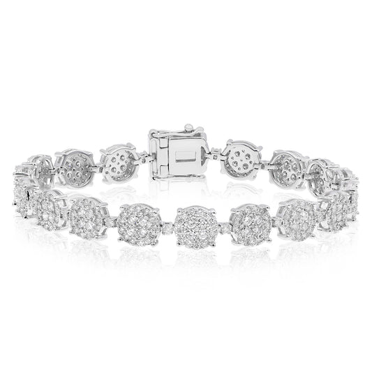 Diamond cluster bracelet 18k white gold BK769