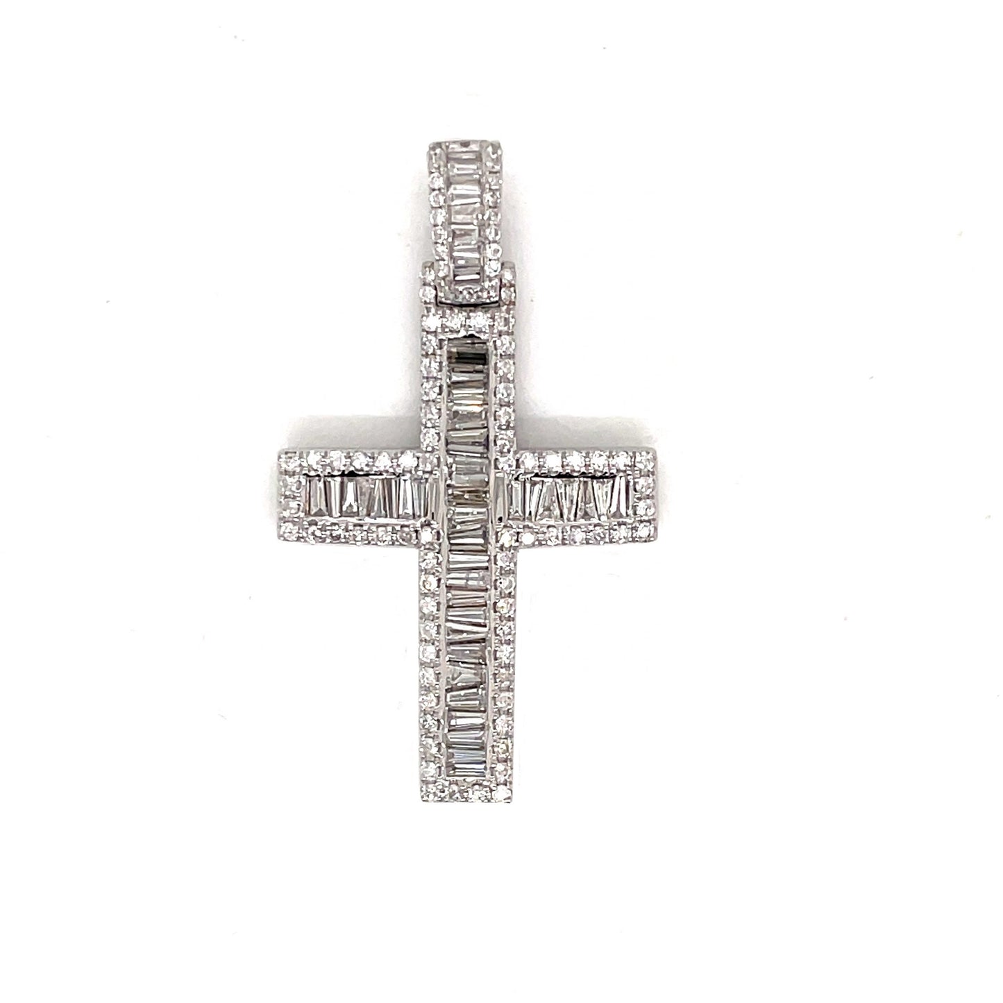 Diamond cross necklace pendant 14k white/yellow gold CR01372