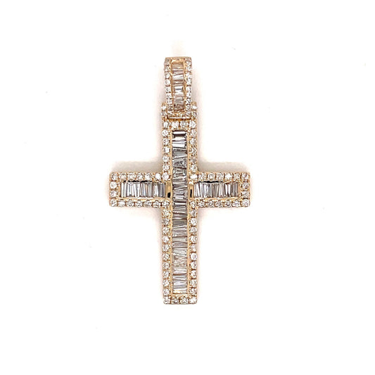 Diamond cross necklace pendant 14k white/yellow gold CR01372