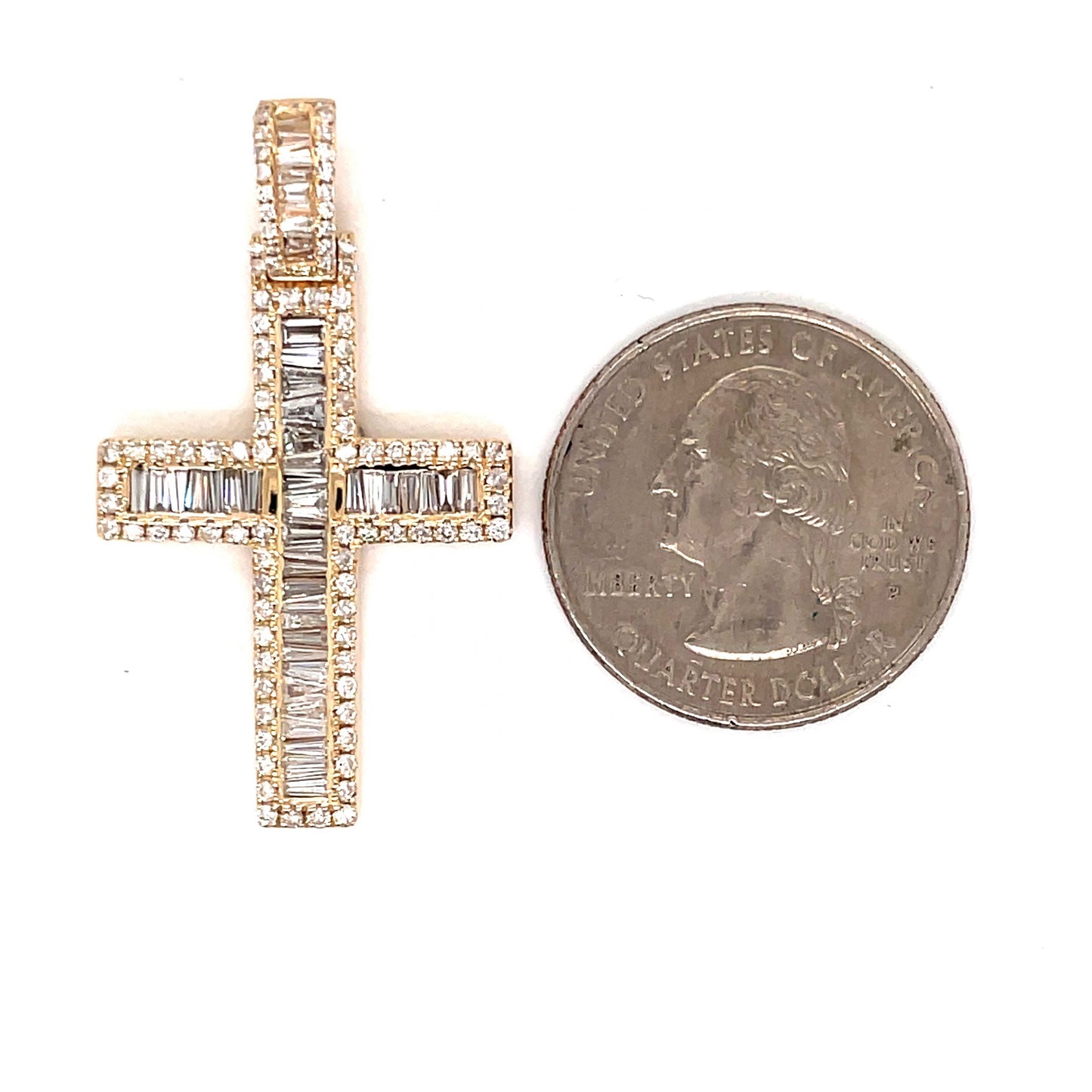 Diamond cross necklace pendant 14k white/yellow gold CR01372