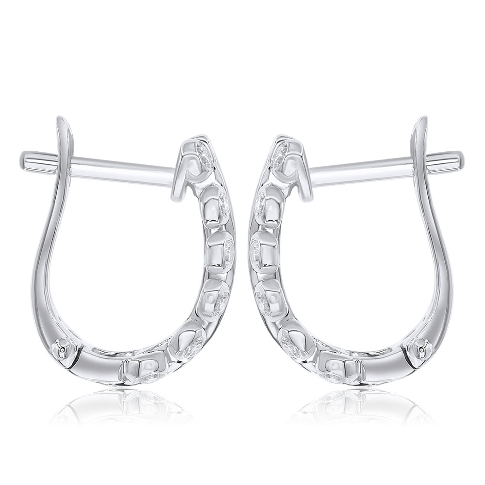 Diamond hoop earring 14k white gold E24630