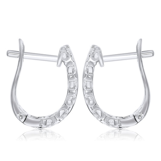 Diamond hoop earring 14k white gold E24630