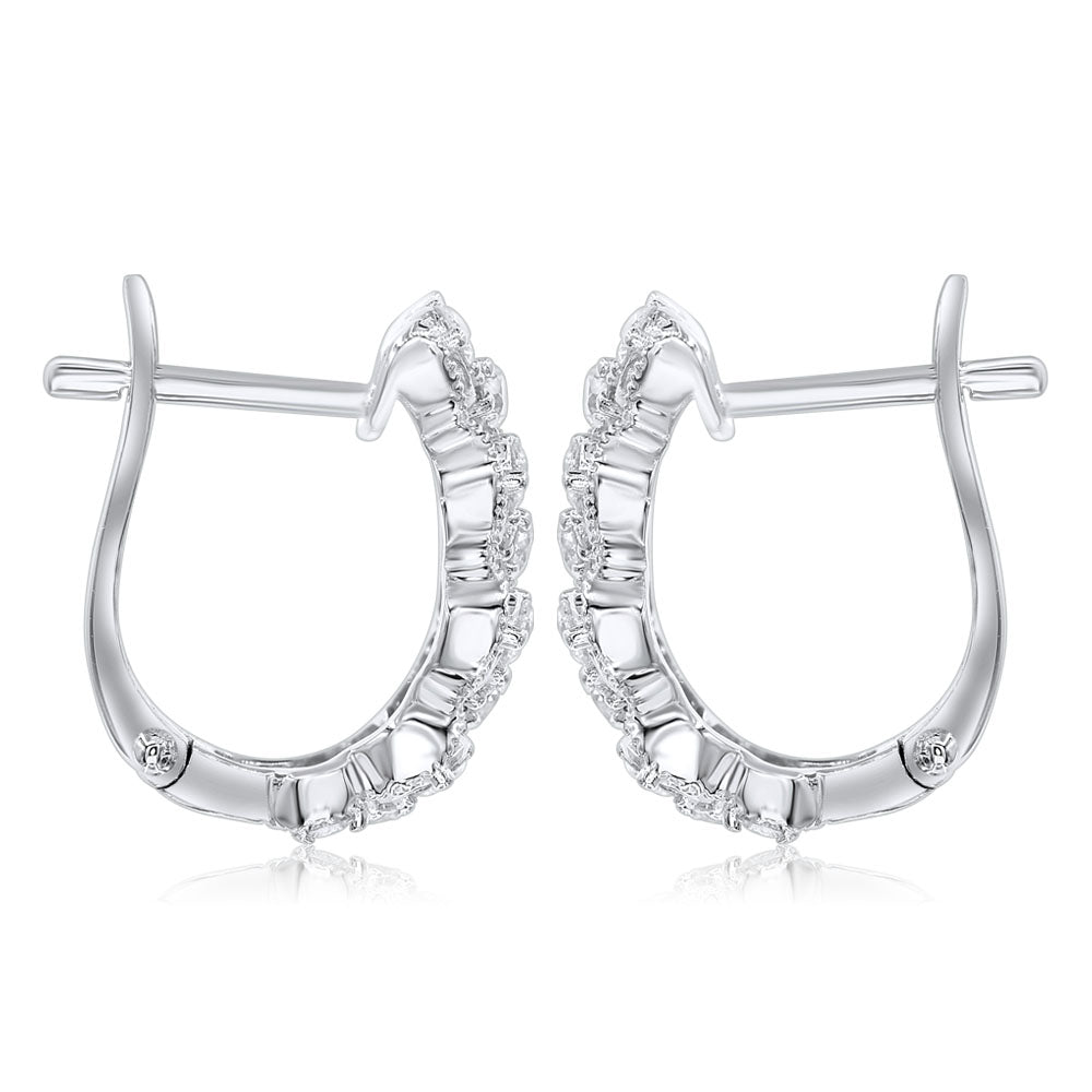 Diamond hoop earring 14k white gold E24744