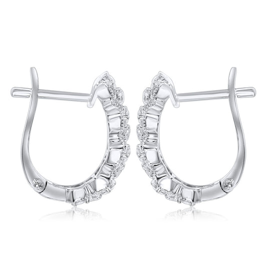 Diamond hoop earring 14k white gold E24744