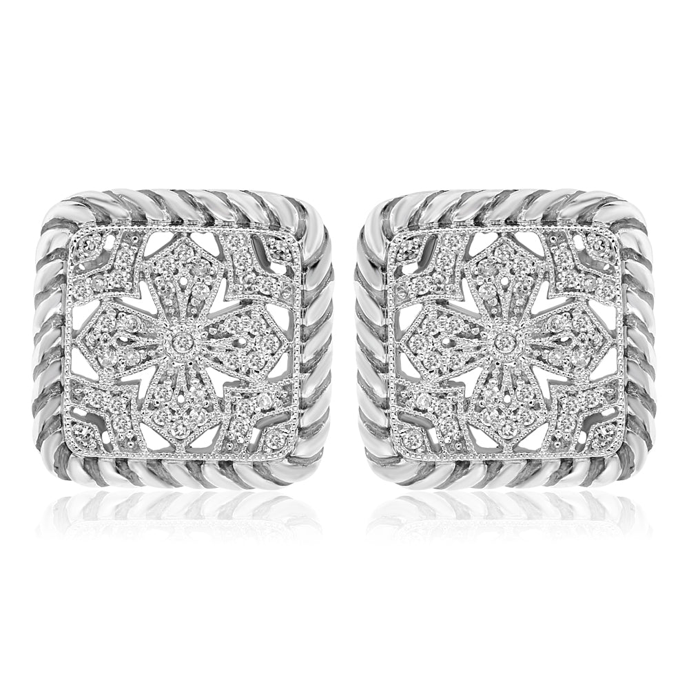 Diamond earring 14k white gold E9759