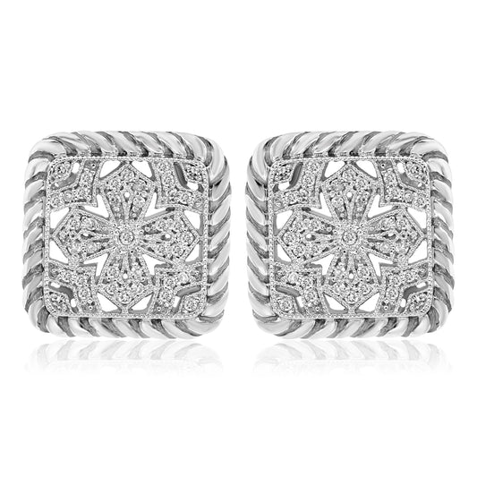 Diamond earring 14k white gold E9759