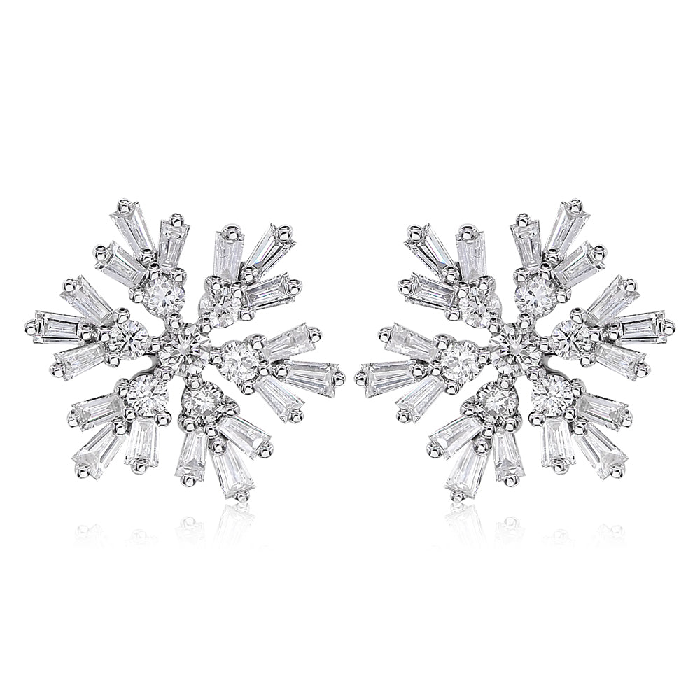 Diamond snowflake earring 14k white gold EL768