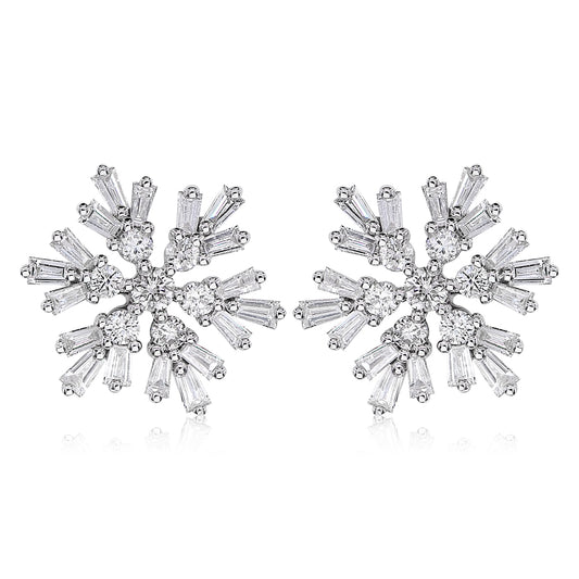 Diamond snowflake earring 14k white gold EL768